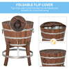 13 Gallons Retro Style Wooden Cooler Wood Ice Bucket with Separable Support Frame  Foldable Flip Cover and Faucet