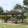 10x12 Hardtop Gazebo with Aluminum, Permanent Metal Roof Gazebo Canopy with Curtains & Netting for Garden, Patio, Backyard, Grey