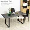 63" Wavy-Edge Modern Dining Table for 6 People, Wooden Kitchen Table, Metal Legs, Rectangle Dinner Table, Gray