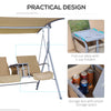 2 Person Porch Covered Swing Outdoor with Canopy, Table and Storage Console, Beige