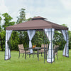 10'x10' Outdoor Gazebo, Double Tiered Canopy Tent with Mosquito Netting, and Steel Frame for Patio, Backyards and Parties, Coffee