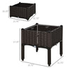 2-Piece Raised Garden Bed Planter Raised Bed with Self-Watering Design and Drainage Holes for Flowers, Brown