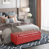 50.5" Faux Leather Rectangular Tufted Storage Ottoman, Bright Red