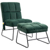 Accent Chair with Ottoman, Velvet Club Chair with Vibration Massage, Remote Control and Metal Legs for Living Room and Home Office, Green