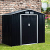 7'x4' Metal Outdoor Backyard Garden Utility Storage Tool Shed Kit  Spacious Design & Ventilation Windows