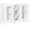 Coffee Bar Cabinet, Sideboard Buffet Cabinet with Removable Wine Rack, Tempered Glass Door and Adjustable Shelves, Wine Cabinet for Living Room, Kitchen, Entryway, White