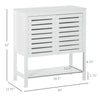 Modern Media Console Cabinet with Slat Double Doors, Enclosed Adjustable Shelf and Open Bottom Shelf, White