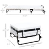 Portable Folding Bed, Single Guest Bed Convertible Sleeper Ottoman with Wheels, Mattress for Bedroom & Office, White