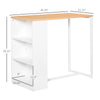 Bar Table with 3-Tier Storage Shelf, Pub Desk, Metal Frame, and Thick Tabletop for Kitchen, White