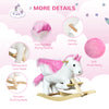 Kids Rocking Horse, Wooden Plush Ride-On Unicorn Chair Toy with Lullby Song for 18-36 months children