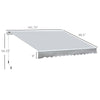 12' x 8' Patio Awning Canopy Retractable Sun Shade Shelter with Manual Crank Handle for Patio, Deck, Yard, Light Grey