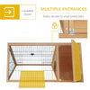 46" x 24" Wooden A-Frame Outdoor Rabbit Cage Small Animal Hutch with Outside Run & Ventilating Wire, Yellow