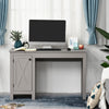 Computer Table Desk  Writing Workstation with Cabinet  Metal X-Bar for Living Room Bedroom Study Office Dorm - Grey