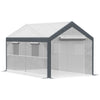 12' L x 7' W x 7' H Outdoor Walk-In Tunnel Greenhouse, Garden Warm Hot House with Roll Up Windows, Zippered Mesh Door, and Weather Cover, White/Dark Grey