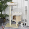 3-Level Cat Tree with Scratching Posts Cat Tower with Funny Cat Badminton Soft Cushion Multi-Platforms Natural