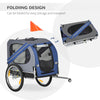 Dog Bike Trailer Pet Cart Bicycle Wagon Cargo Carrier Attachment for Travel with 3 Entrances for Off-Road & Mesh Screen - Blue / Grey