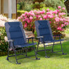 2 Piece Folding Rocking Chair Set with Armrests, Padded Seat and Backrest, Navy Blue & Grey