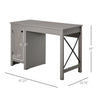 Computer Table Desk  Writing Workstation with Cabinet  Metal X-Bar for Living Room Bedroom Study Office Dorm - Grey