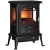 Electric Infrared Fireplace Stove, Freestanding Fireplace Heater with Realistic Flame, Adjustable Temperature, Timer, 1000W/1500W, Black