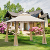 10'x10' Outdoor Patio Gazebo Canopy Metal Canopy Tent with 2-Tier Roof and Mesh Netting for Backyard, Beige