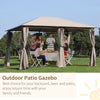 10' x 13' Outdoor Patio Gazebo Canopy Shelter with 6 Removable Sidewalls, & Steel Frame for Garden, Lawn, Backyard and Deck, Khaki