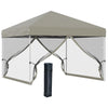 10' x 10' Pop Up Canopy with Sidewalls, Mesh Screen, Easy Up Height Adjustable Party Tent, Oxford Outdoor Event Shelter with Wheeled Bag, Beige