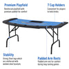 72" Folded 7 Player Poker Blackjack Table with Chip&Cup Holder - Blue Felt