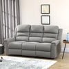 Modern 3 Seater Manual Reclining Sofa Lounger with Easy Pull Handles, and Adjustable Footrest, Grey