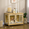 Dog Crate Side End Table Indoor with Soft Cushion, Double Doors, for Medium Large Dogs