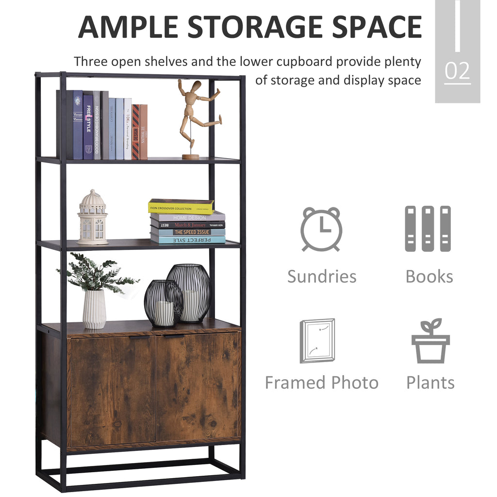 Storage Cabinet w/ 3 Open Shelves Cupboard Tall Organizer for Livingroom  Bedroom