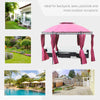 11.5' Steel Outdoor Patio Gazebo Canopy with Double roof Romantic Round Design & Included Side Curtains, Wine Red