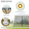 10'x10' Outdoor Party Tent Canopy with Mesh Sidewalls, Patio Gazebo Sun Shade Screen Shelter, Beige