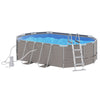 14' x 10' x 3' Above Ground Swimming Pool, Non-Inflatable Rectangular Steel Frame Pool with Filter Pump, Safety Ladder for 1-6 People, Gray