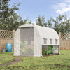 10' x 7' x 7' Walk-in Tunnel Greenhouse, Outdoor Plant Nursery with Anti-Tear PE Cover, Zipper Doors and Mesh Windows, White