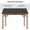 12' x 11' Hardtop Gazebo with Wooden Frame and Waterproof Asphalt Roof, Gazebo Canopy, for Garden, Patio, Backyard, Deck, Porch, Brown