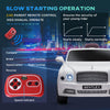 12V Bentley Mulsanne Licensed Electric Ride On Car with Parent Control, Battery Powered Car with LED Lights, MP3, Horn, Music, 2 Motors, for 37-72 Months, White