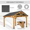 11x13 Hardtop Gazebo with Wooden Frame, Permanent Metal Roof Gazebo Canopy with Ceiling Hook for Garden, Patio, Backyard