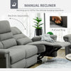 Modern 3 Seater Manual Reclining Sofa Lounger with Easy Pull Handles, and Adjustable Footrest, Grey