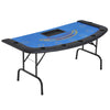 72" Folded 7 Player Poker Blackjack Table with Chip&Cup Holder - Blue Felt