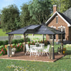 14' x 12' Hardtop Polycarbonate Gazebo Canopy Aluminum Frame Pergola with Top Vent and Netting for Garden, Patio, Grey