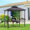 8.3 ft Outdoor Patio Double-tier BBQ Canopy Gazebo with 2 Separate Shelves for Serving & 6 Hooks for Utensils