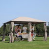 10' x 13' Outdoor Patio Gazebo Canopy Shelter with 6 Removable Sidewalls, & Steel Frame for Garden, Lawn, Backyard and Deck, Khaki