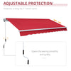 12' x 10' Manual Retractable Awning Outdoor Sunshade Shelter for Patio, Balcony, Yard, with Adjustable & Versatile Design, Wine Red