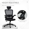 High Back Mesh Chair, Home Office Task Computer Chair with Adjustable Height, Lumbar Back Support, Headrest, and Arms, Black