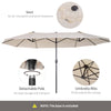 15ft Patio Umbrella Double-Sided Outdoor Market Extra Large Umbrella with Crank Handle for Deck, Lawn, Backyard and Pool, Cream White