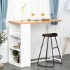 Bar Table with 3-Tier Storage Shelf, Pub Desk, Metal Frame, and Thick Tabletop for Kitchen, White