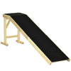 Pet Ramp for Dogs Non-slip Carpet Top Platform Pine Wood 74"L x 16"W x 25"H, Natural Wood, Black