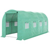 15' x 7' x 7' Walk-in Tunnel Hoop Greenhouse Polyethylene PE Cover, Steel Frame, Roll-Up Zipper Door & Windows for Flowers, Vegetables, Green