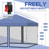 10' x 10' Pop Up Canopy Party Tent with 3-Level Adjustable Height, Easy Move Roller Bag, Blue