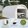 16' x 10' Carport, Heavy Duty Portable Garage / Storage Tent with Large Zippered Door, Anti-UV PE Canopy Cover for Car, Truck, Boat, Motorcycle, Bike, Garden Tools, Outdoor Work, White